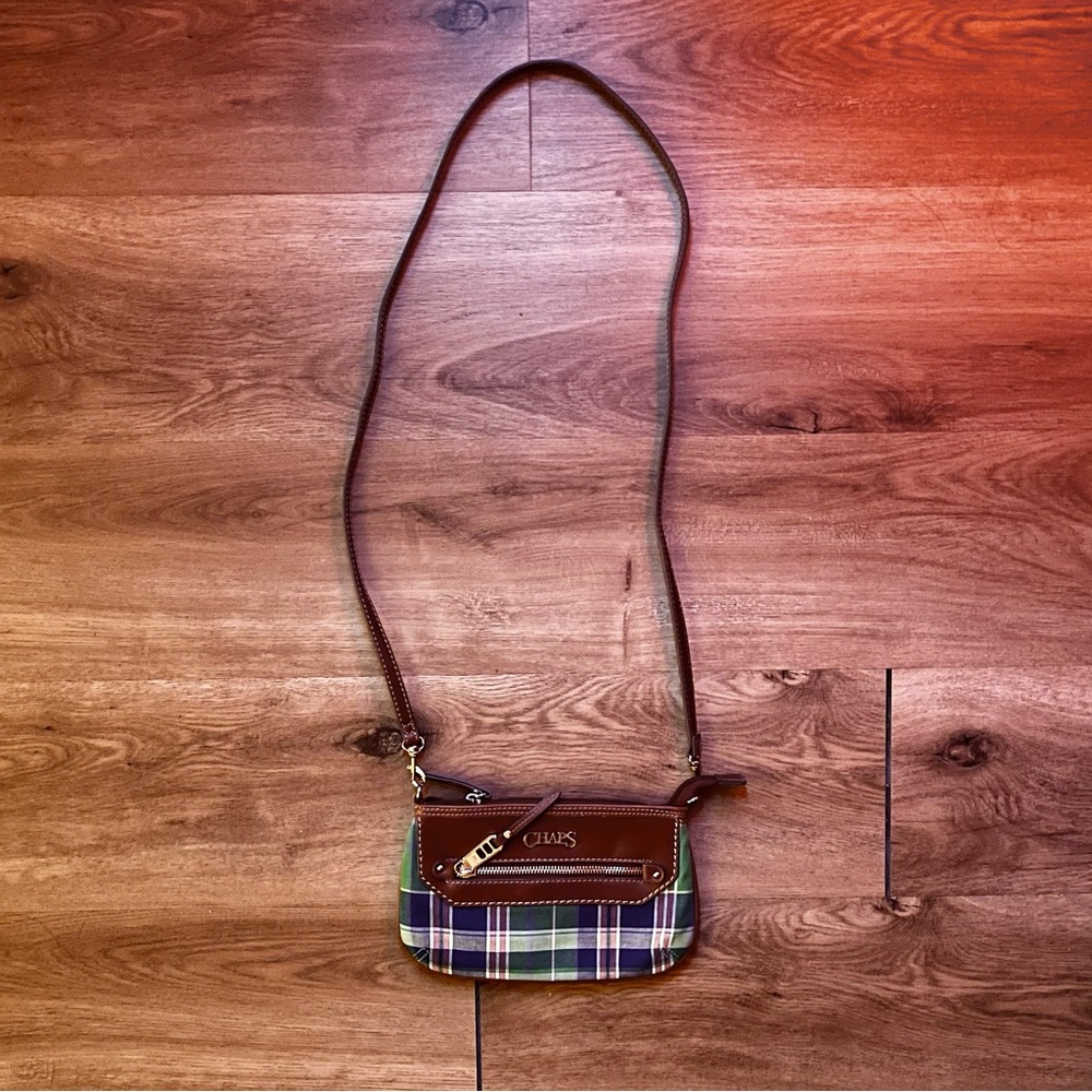 00s style green checkered crossbody purse